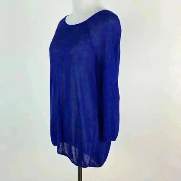 Cynthia Rowley sweater sz M 55% linen blue knit - Picture 7 of 9